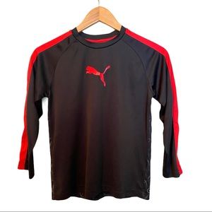 Puma Boys Long Sleeve Crew Neck Dry Fit Athletic Shirt Black Small